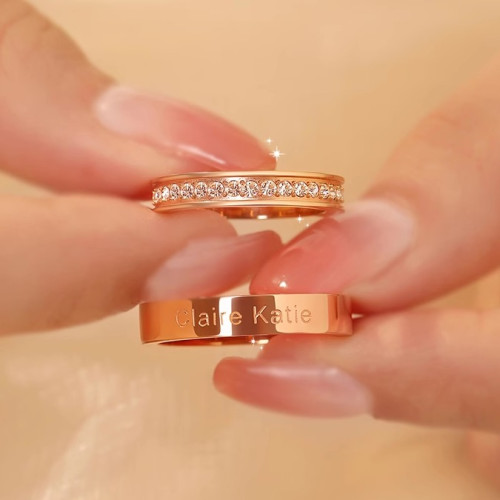 滿天星&素戒戒指情侶對戒一對18K玫瑰金關節新款爆款輕奢高級感 滿天星&素戒戒指情侶對戒一對18K玫瑰金關節新款爆款輕奢高級感