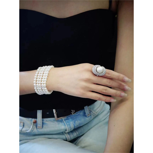 莉迪安大谿地珍珠戒指大顆粒澳白高級感個性氣質開口女2026年新款