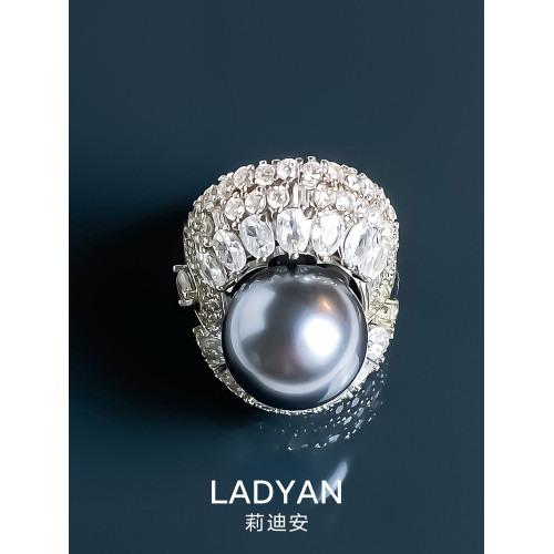 莉迪安大谿地珍珠戒指大顆粒澳白高級感個性氣質開口女2026年新款