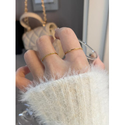 不掉色！0.5mm巨細素圈戒指女曡戴18K包金食指戒鈦鋼指環尾戒百搭