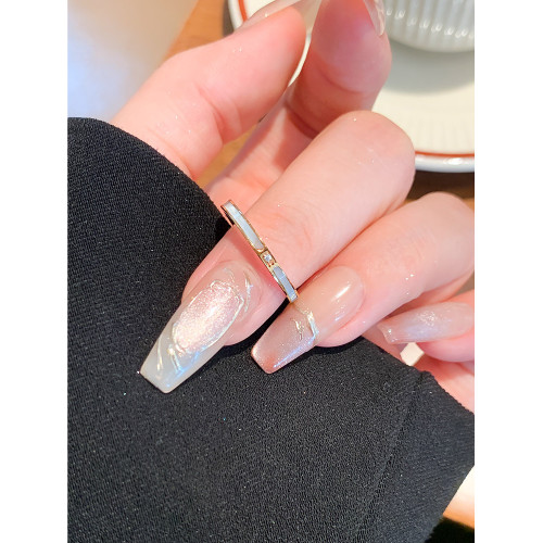 一鑽仿白貝母素圈戒指女小衆設計鈦鋼戒指女輕奢高級感對戒食指環 一鑽仿白貝母素圈戒指女小衆設計鈦鋼戒指女輕奢高級感對戒食指環