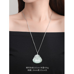 鎖骨鍊女S925銀項鍊可調節素鏈無吊墜銀鏈子毛衣鏈肖邦鏈翡翠配鏈