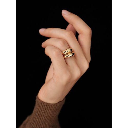 【CnHnOn 脂肪商店】高保色雕塑感立體圓環曡戴簡約時髦戒指