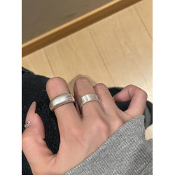 TITI 極簡輕奢泥鰍背啞光銀色戒指素圈寬面開口ins小衆設計冷淡風