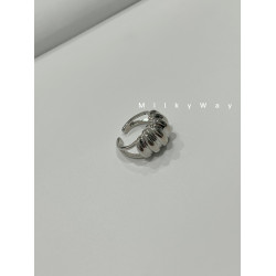 有跡MilkyWay銀色牛角包開口戒指女光面螺紋鍍金日韓百搭ins高級