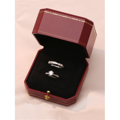 仿真鑽戒情侶結婚對戒活口可調節一克拉六爪戒指婚禮儀式用道具