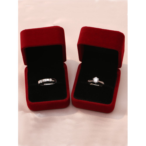 仿真鑽戒情侶結婚對戒活口可調節一克拉六爪戒指婚禮儀式用道具