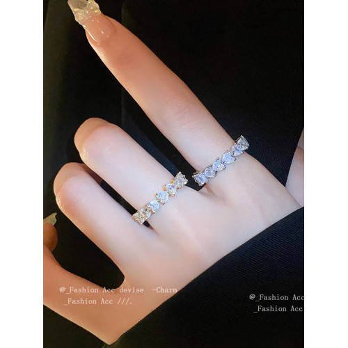 2026款電鍍鋯石愛心開口戒指歐美時尚輕奢食指戒小衆高級感手飾