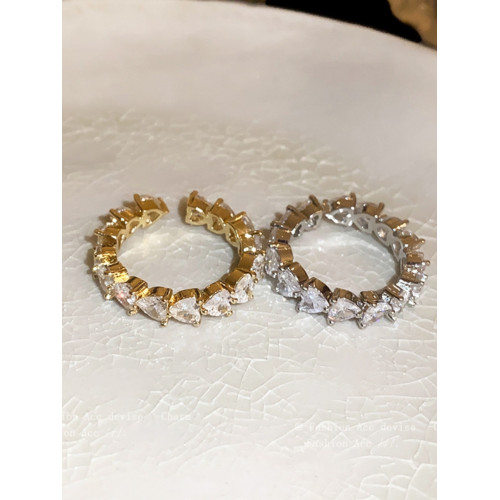 2026款電鍍鋯石愛心開口戒指歐美時尚輕奢食指戒小衆高級感手飾