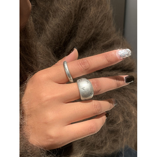 老錢風復古銀色戒指女輕奢小衆設計高級感中古食指戒情侶對戒指環