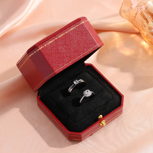 60分微鑲方糖鑽戒結婚對戒活口可調仿真鑽戒一對戒指婚禮儀式道具