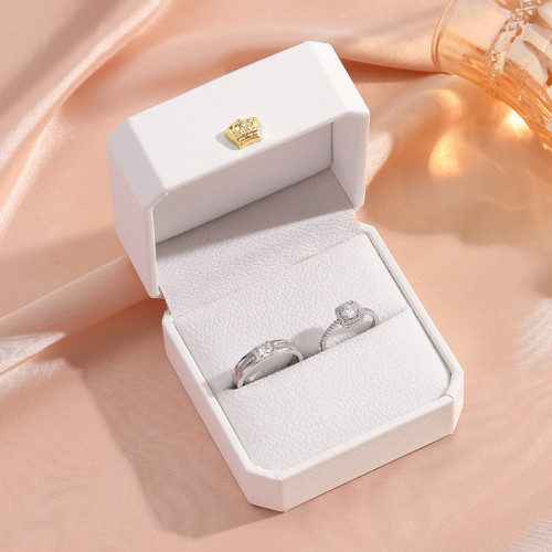 60分微鑲方糖鑽戒結婚對戒活口可調仿真鑽戒一對戒指婚禮儀式道具