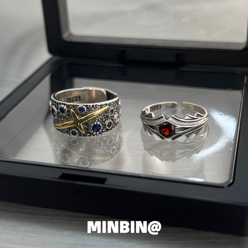 做舊款復古戒指男士小衆設計感個性嘻哈食指戒潮男開口可調節指環