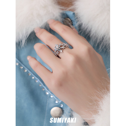SUMIYAKI 時來運轉旋轉多層雪花戒指精緻輕奢小衆指環情人節禮物