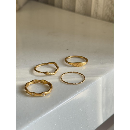 鈦鋼不掉色蛇年戒指組合復古百搭簡約時尚博主同款食指戒2025新款