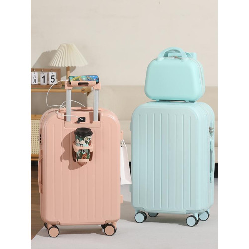 新款多功能時尚子母行李箱男女學生拉桿箱萬向輪結實耐用密碼箱子