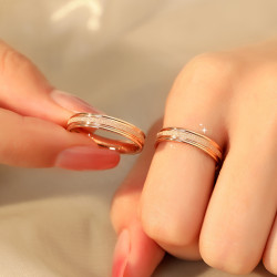 磨砂戒指素圈輕奢高級感尾戒小衆設計指環關節18k玫瑰金情侶男女