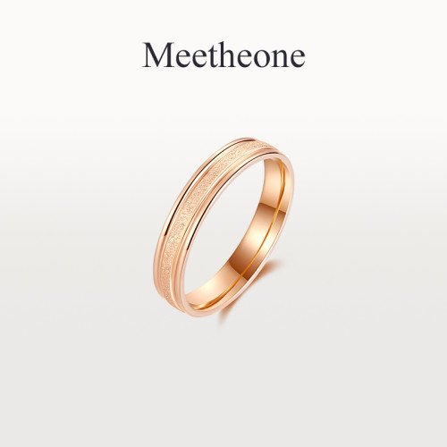 磨砂戒指素圈輕奢高級感尾戒小衆設計指環關節18k玫瑰金情侶男女 磨砂戒指素圈輕奢高級感尾戒小衆設計指環關節18k玫瑰金情侶男女