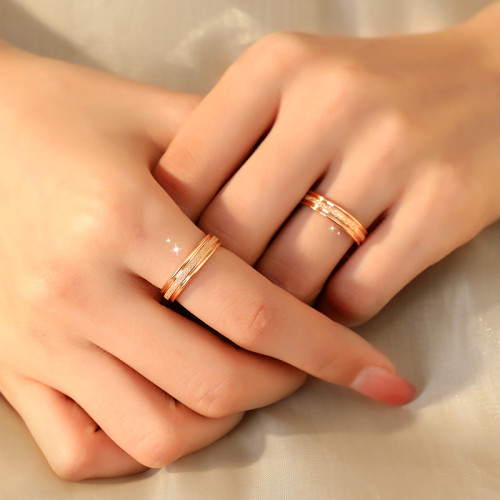 磨砂戒指素圈輕奢高級感尾戒小衆設計指環關節18k玫瑰金情侶男女 磨砂戒指素圈輕奢高級感尾戒小衆設計指環關節18k玫瑰金情侶男女