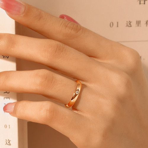 經典單鑽戒指小衆設計求婚戒結婚訂婚儀式18K玫瑰金男女高級感 經典單鑽戒指小衆設計求婚戒結婚訂婚儀式18K玫瑰金男女高級感