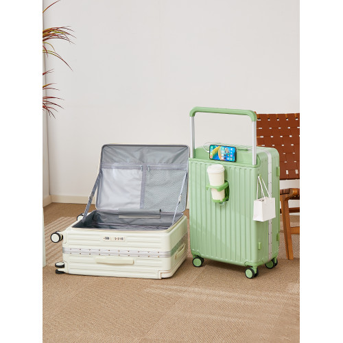 行李箱女2026新款大容量一體式前側開蓋寬拉桿箱深倉鋁框密碼箱男 行李箱女2026新款大容量一體式前側開蓋寬拉桿箱深倉鋁框密碼箱男