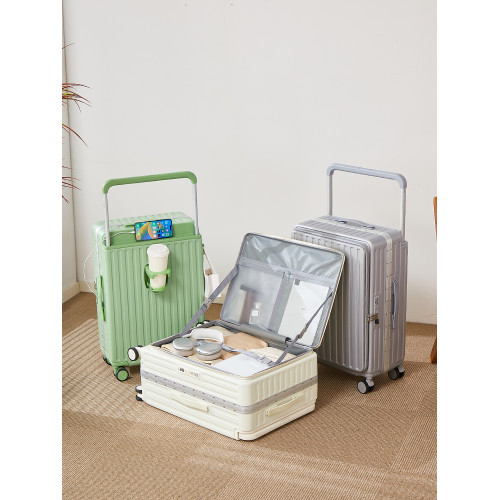 行李箱女2026新款大容量一體式前側開蓋寬拉桿箱深倉鋁框密碼箱男 行李箱女2026新款大容量一體式前側開蓋寬拉桿箱深倉鋁框密碼箱男