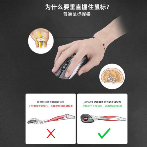 雙模垂直立式軌跡球滑鼠人體工學靜音拇指操控繪圖設計CAD電腦鼠