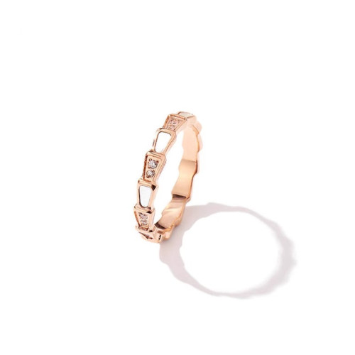 英國 【設計師】Cookie Kiss蛇形鑲鑽白貝殼戒指女18K金食指指環