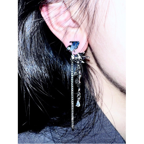 CHIBOTI·深海之息·漸變藍色小魚晶石海浪鋯石項鍊耳釘戒指系列 CHIBOTI·深海之息·漸變藍色小魚晶石海浪鋯石項鍊耳釘戒指系列