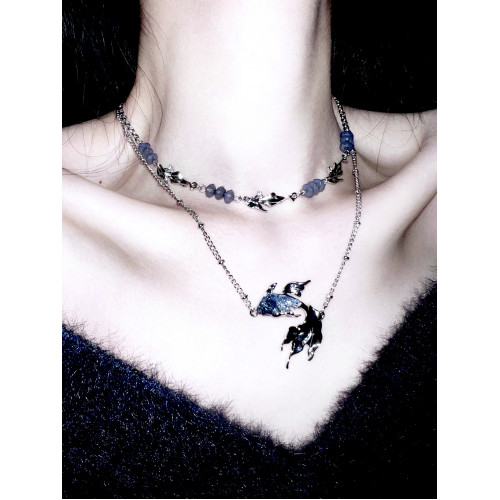 CHIBOTI·深海之息·漸變藍色小魚晶石海浪鋯石項鍊耳釘戒指系列 CHIBOTI·深海之息·漸變藍色小魚晶石海浪鋯石項鍊耳釘戒指系列