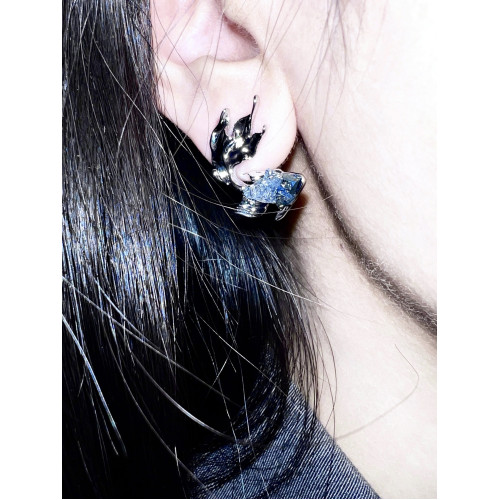 CHIBOTI·深海之息·漸變藍色小魚晶石海浪鋯石項鍊耳釘戒指系列 CHIBOTI·深海之息·漸變藍色小魚晶石海浪鋯石項鍊耳釘戒指系列