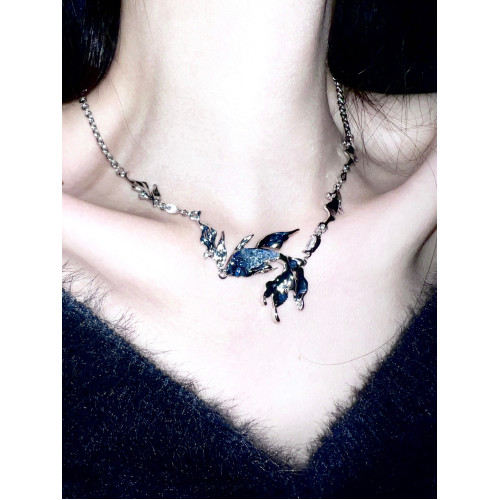 CHIBOTI·深海之息·漸變藍色小魚晶石海浪鋯石項鍊耳釘戒指系列 CHIBOTI·深海之息·漸變藍色小魚晶石海浪鋯石項鍊耳釘戒指系列