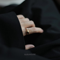 淡水珍珠戒指女小衆設計感金色食指開口指環可調節高級感輕奢復古