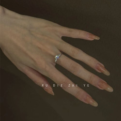 如蝶在野 情書~清冷感經典閃鑽鋯石戒指溫柔氣質輕奢高級感開口戒