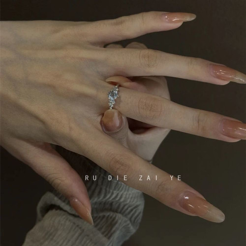 如蝶在野 情書~清冷感經典閃鑽鋯石戒指溫柔氣質輕奢高級感開口戒