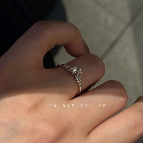 如蝶在野 情書~清冷感經典閃鑽鋯石戒指溫柔氣質輕奢高級感開口戒