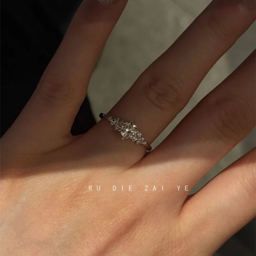 如蝶在野 情書~清冷感經典閃鑽鋯石戒指溫柔氣質輕奢高級感開口戒