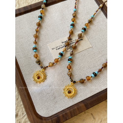 波西米亞串珠小衆項鍊女2025新款吊墜高級感輕奢鎖骨鍊頸鏈配飾秋