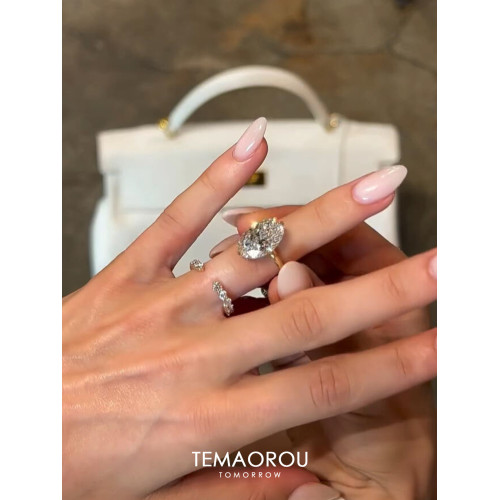 歐美ins風曡戴橢圓鴿子閃鑽戒指女排鑽開口食指戒輕奢高級感小衆