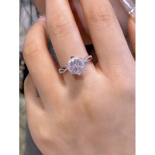 18K鍍金復古輕奢高碳鑽戒指一克拉王室莊園情侶婚禮對戒求婚鑽戒