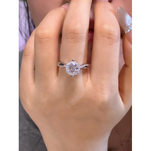 18K鍍金復古輕奢高碳鑽戒指一克拉王室莊園情侶婚禮對戒求婚鑽戒