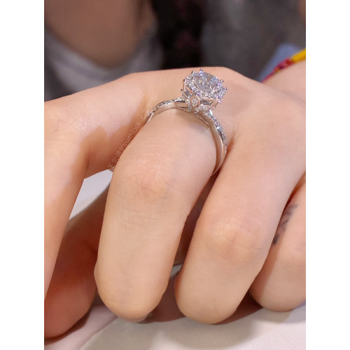 18K鍍金復古輕奢高碳鑽戒指一克拉王室莊園情侶婚禮對戒求婚鑽戒