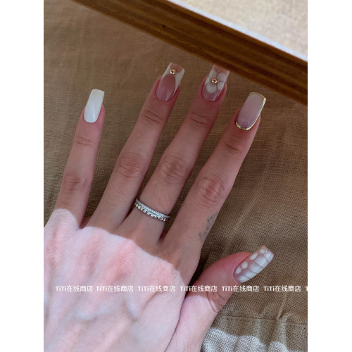 TiTi-法式菱格紋素圈戒指尾戒小衆高級感精緻時尚氣質曡戴指環