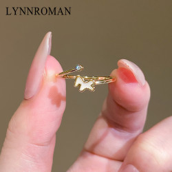 LYNNROMAN小馬駒戒指女高級輕奢精緻時尚氣質百搭開口食指戒指環