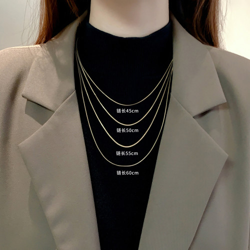 18k金色毛衣鏈素鏈可穿吊墜鈦鋼鏈子蛇骨鏈萬能鏈銀色項鍊不掉色 18k金色毛衣鏈素鏈可穿吊墜鈦鋼鏈子蛇骨鏈萬能鏈銀色項鍊不掉色