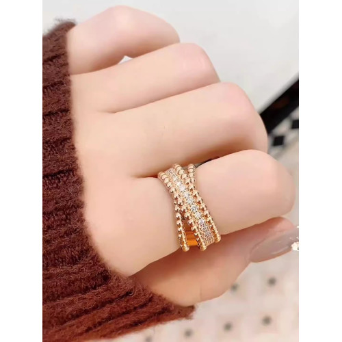 滿鑽珠珠交叉排鑽戒指女18K輕奢高級感麻花邊指環【趙麗穎同款】