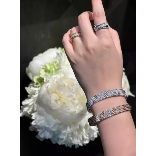 滿鑽珠珠交叉排鑽戒指女18K輕奢高級感麻花邊指環【趙麗穎同款】