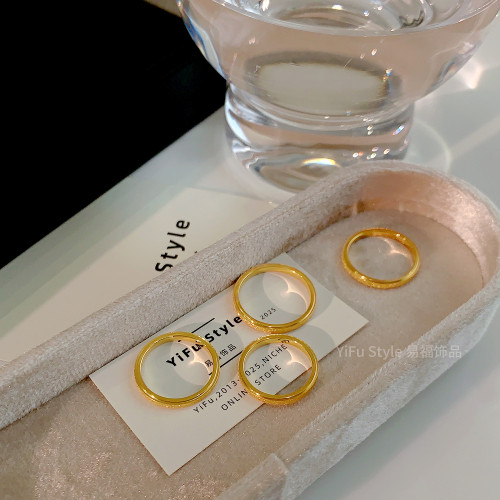 素圈戒指女輕奢高級感小衆設計2025新款爆款金色食指環鈦鋼不掉色 素圈戒指女輕奢高級感小衆設計2025新款爆款金色食指環鈦鋼不掉色