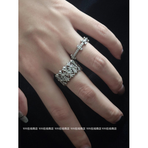 愛心寬版簡約珍珠六芒星個性開口可調節食指戒指女高級感設計戒指