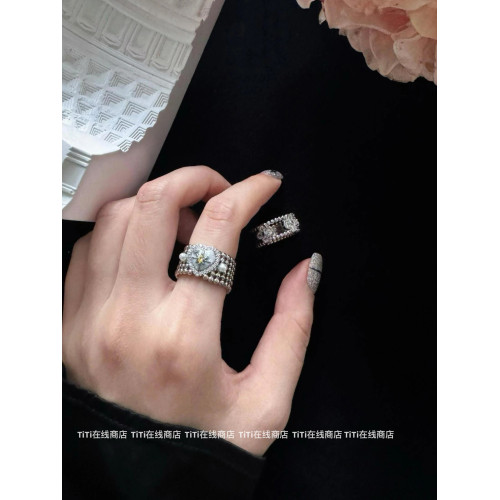 愛心寬版簡約珍珠六芒星個性開口可調節食指戒指女高級感設計戒指